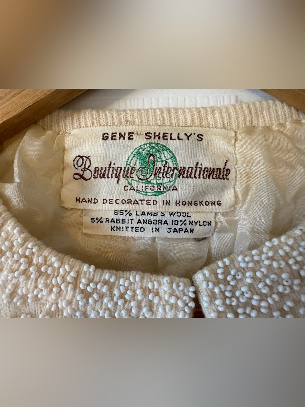 VTG 1950s Gene Shelly’s Boutique Internationale Beaded Cardigan Sweater - Picture 5 of 8